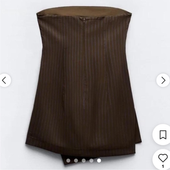 Zara Elegant Brown Pinstripe Women's Dress - Picture 4 of 8